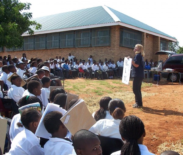 Rachel_teaching_HIV_AIDS_class_to_students_in_Limpopo_South_Afirca