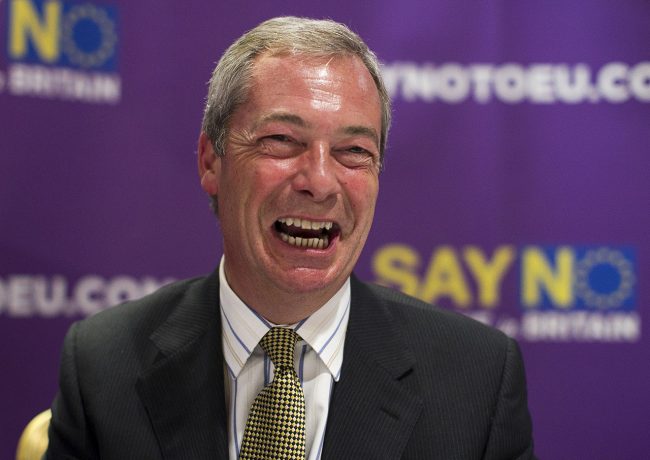UKIP Leader Nigel Farage during a press event at the Park Avenue Hotel in Belfast to launch his referendum campaign supporting leaving the EU.